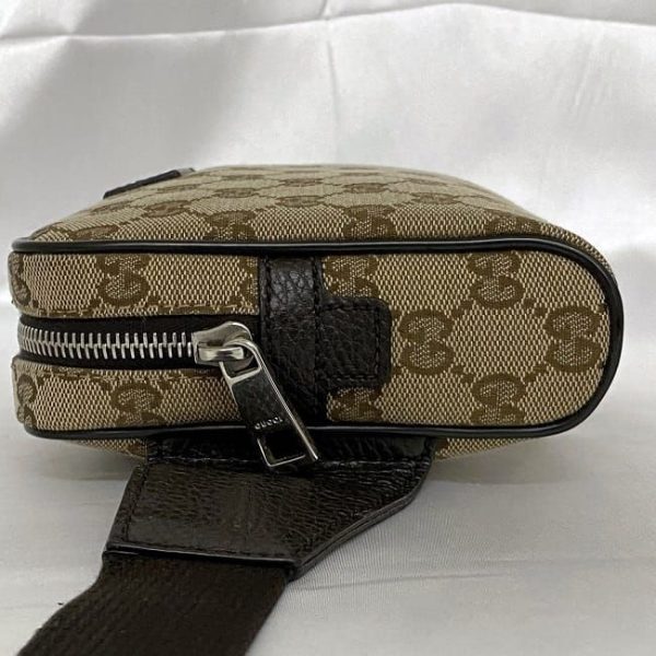 f 19745 3 Gucci GG Belt Bag Canvas Leather Beige Brown