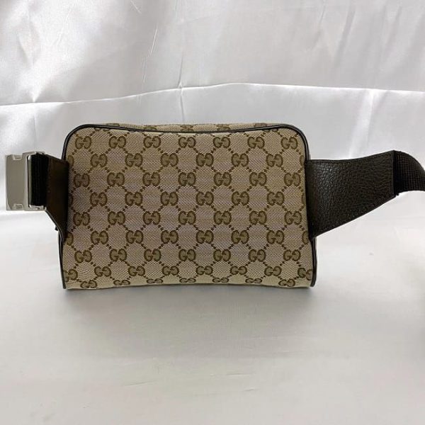 f 19745 4 Gucci GG Belt Bag Canvas Leather Beige Brown