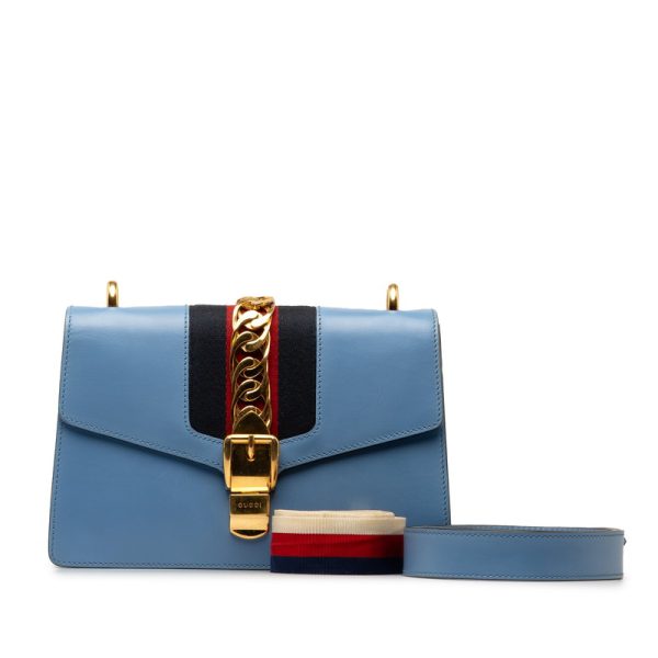 f0e9gz0doqdulq7p 12 Gucci Sherry Line Sylvie Small Shoulder Bag 2WAY Blue Leather