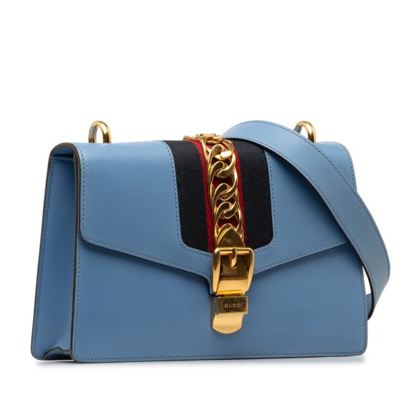 f0e9gz0doqdulq7p 2 Gucci Sherry Line Sylvie Small Shoulder Bag 2WAY Blue Leather