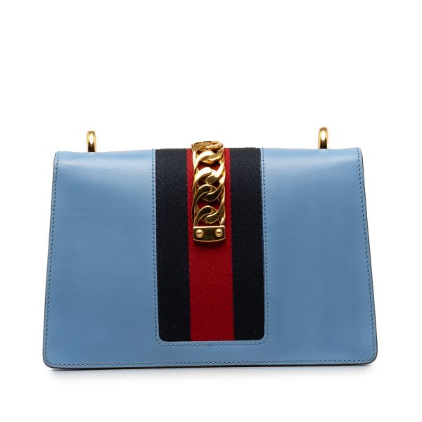 f0e9gz0doqdulq7p 3 Gucci Sherry Line Sylvie Small Shoulder Bag 2WAY Blue Leather