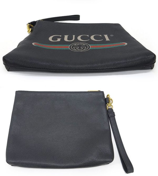 ff3657 2 Gucci Logo Print Clutch Bag Vintage Logo Black