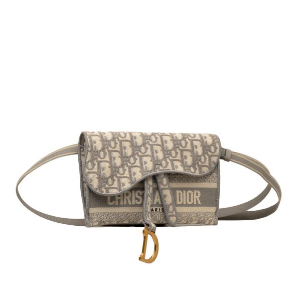 fmb3ud4wm0d23vcl 2 Dior Oblique Embroidery Waist Bag Body Bag Shoulder Bag Gray Denim