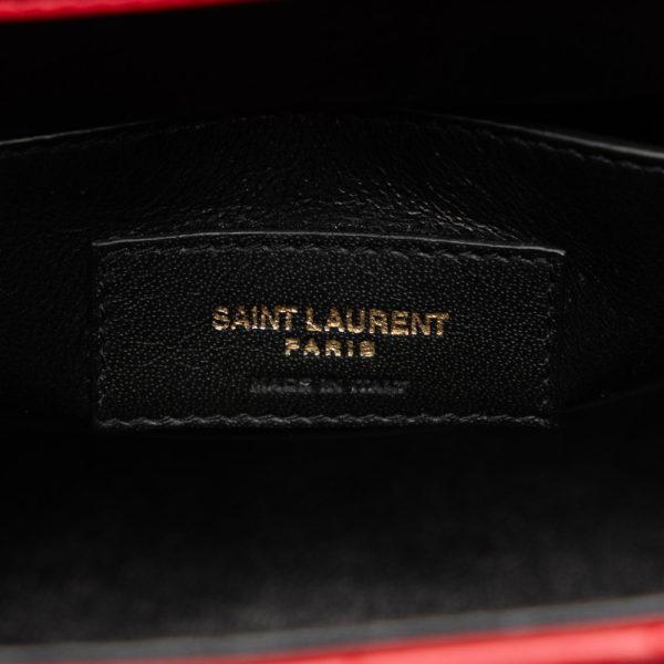 fpma2uqwi0etsv3v 6 Saint Laurent Viki YSL Logo Chain Shoulder Bag Red Gold Leather