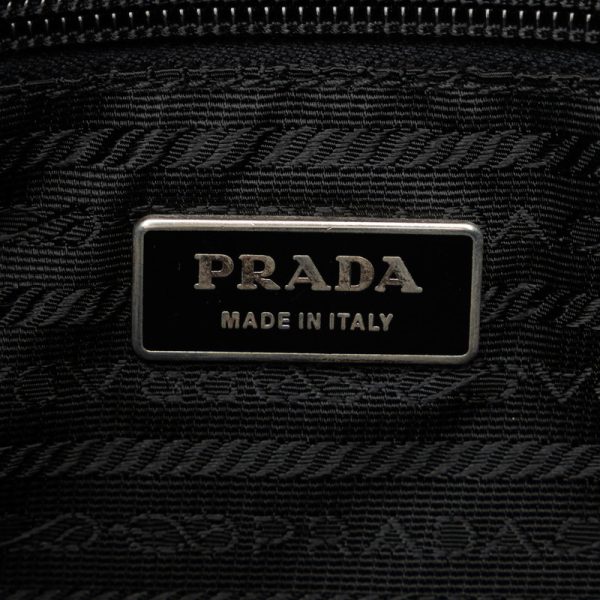 fr1o3lxplk3dz0bo 6 PRADA Triangle Logo Plate Shoulder Bag Black Nylon Leather