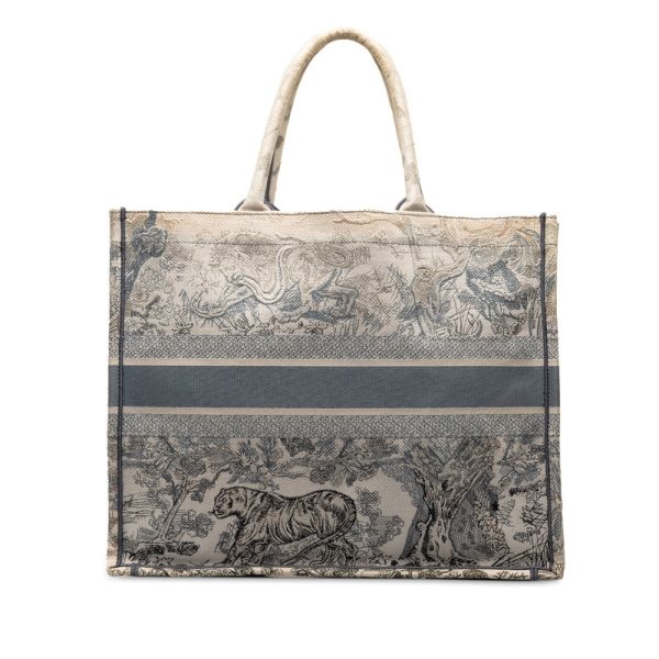 fz4jiso79ozcrgc6 3 Dior Book Tote Large Toile de Jouillet Embroidery Gray Jacquard