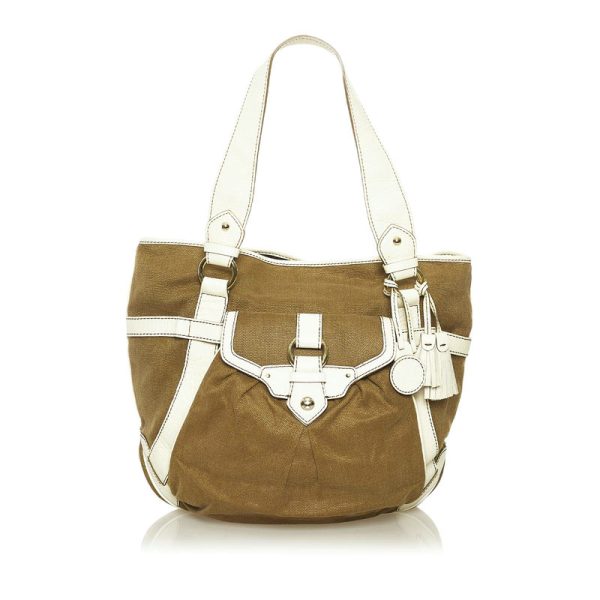 fzedua9ffz7i0v98 1 Celine Shoulder Bag Tote Bag Light Brown White Canvas Leather