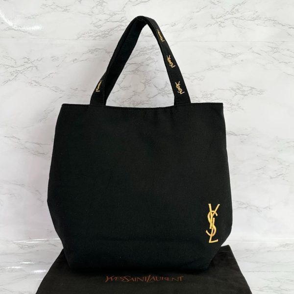 g00267 Yves Saint Laurent YSL Tote Bag Canvas Black