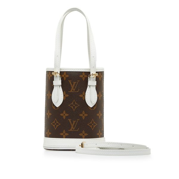 gqnay67t77b8w6wj 11 Louis Vuitton Monogram Nano Bucket Handbag Shoulder Bag 2WAY M81489 Brown White PVC Leather