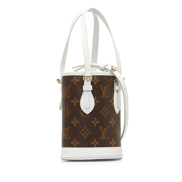 gqnay67t77b8w6wj 2 Louis Vuitton Monogram Nano Bucket Handbag Shoulder Bag 2WAY M81489 Brown White PVC Leather