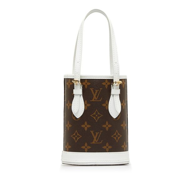 gqnay67t77b8w6wj 3 Louis Vuitton Monogram Nano Bucket Handbag Shoulder Bag 2WAY M81489 Brown White PVC Leather