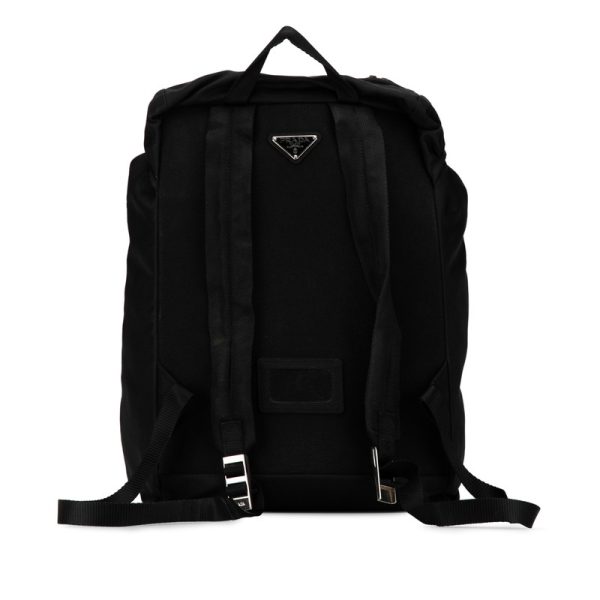 gqqcm22gynzn5lg9 3 Prada Triangle Logo Plate Rucksack Backpack Black Nylon