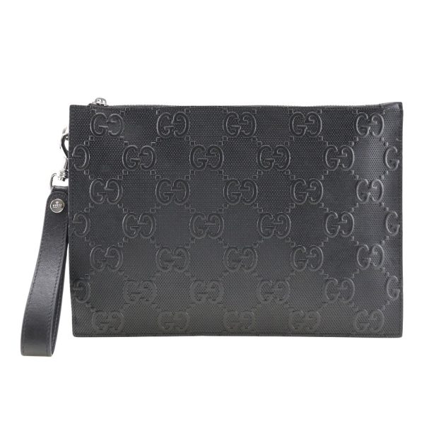 h122424552 1 GUCCI GG Embossed Clutch Bag Leather