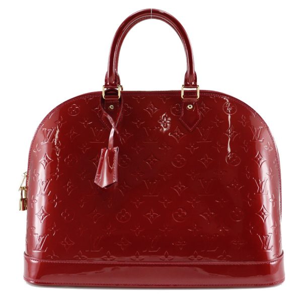 h162223920 10 1 LOUIS VUITTON Alma GM Vernis Pomme dAmour Red Double Zipper