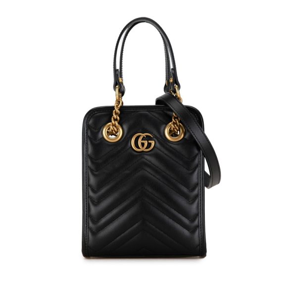 h1klnklbxkk0rrle 1 Gucci GG Marmont Quilted Handbag Shoulder Bag 2WAY Black