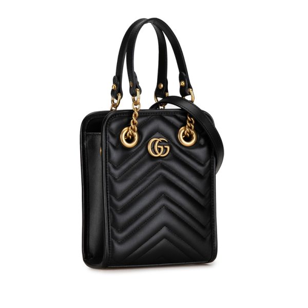 h1klnklbxkk0rrle 2 Gucci GG Marmont Quilted Handbag Shoulder Bag 2WAY Black