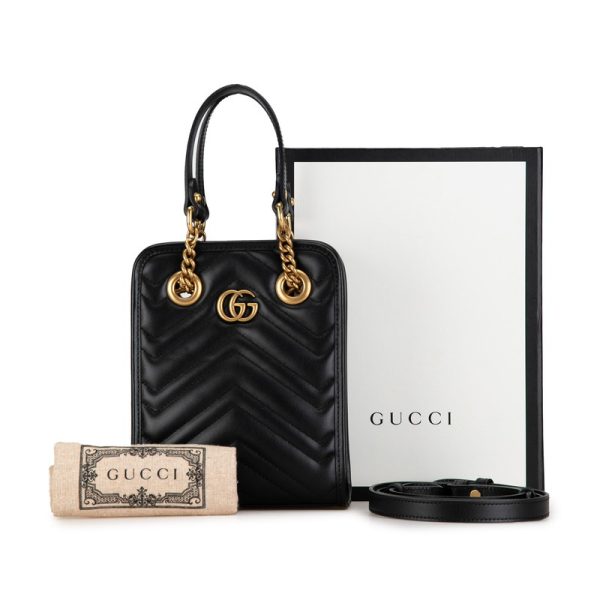 h1klnklbxkk0rrle 9 Gucci GG Marmont Quilted Handbag Shoulder Bag 2WAY Black