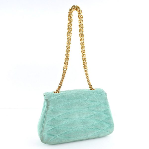 h211722369 3 CHANEL Chain Coco Mark Suede Green Turnlock Chain Handbag