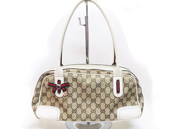 h5021 1 Gucci Canvas Leather Sherry Line Handbag