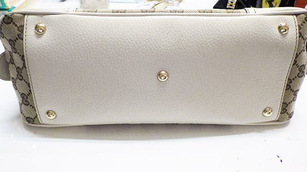 h5021 4 Gucci Canvas Leather Sherry Line Handbag