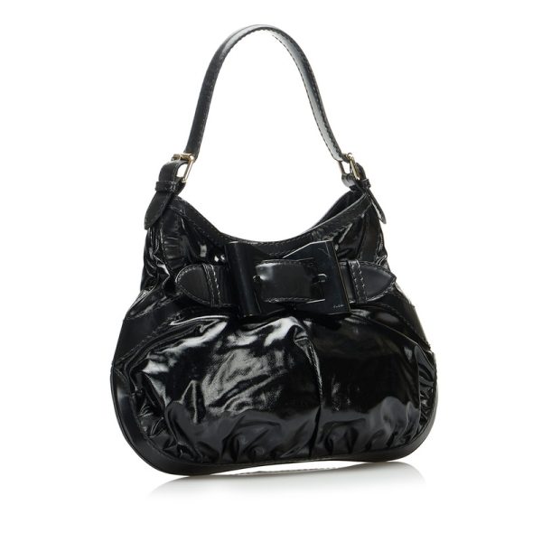 h8hy4va5180h2jg4 2 Gucci Ribbon Hobo Bag Black Patent Leather