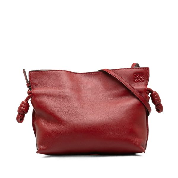 h8qhxguswjmsb6nm 1 LOEWE Flamenco Clutch Bag Shoulder Bag 2WAY Red Leather