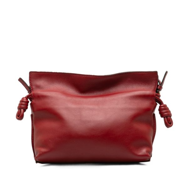 h8qhxguswjmsb6nm 3 LOEWE Flamenco Clutch Bag Shoulder Bag 2WAY Red Leather