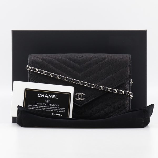 i120824001 7 CHANEL Chevron Shoulder Bag Chain Wallet Leather