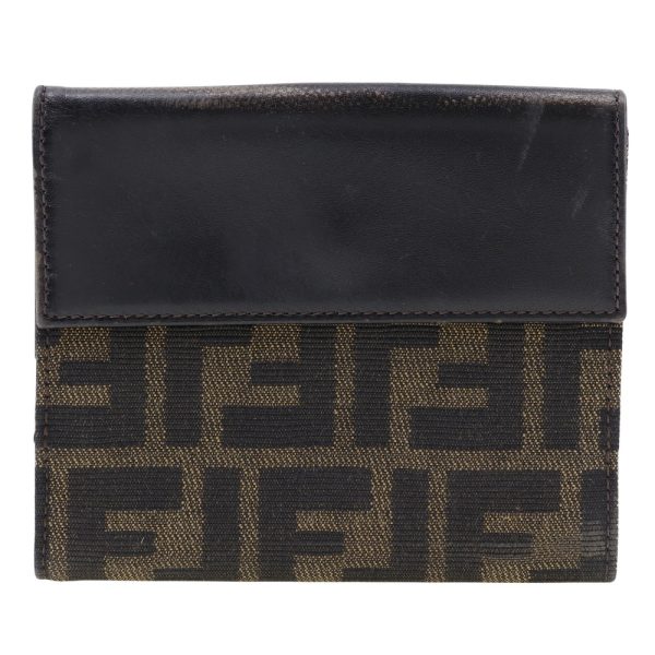 i120824105 1 FENDI Bifold Wallet Canvas x Leather Made in Italy Snap Button