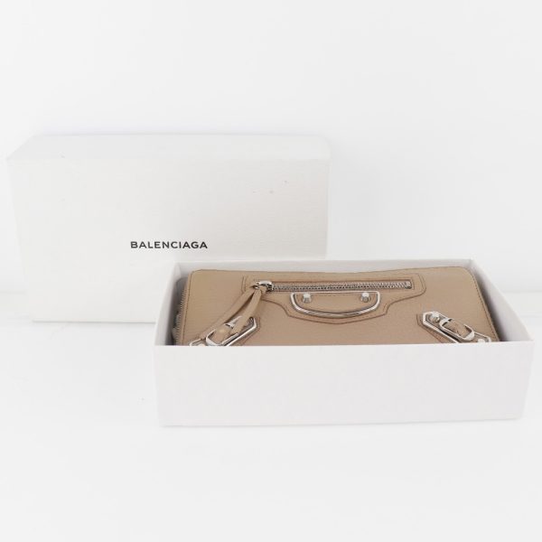 i131523133 12 BALENCIAGA Classic Continental Zip Long Wallet Goatskin Beige