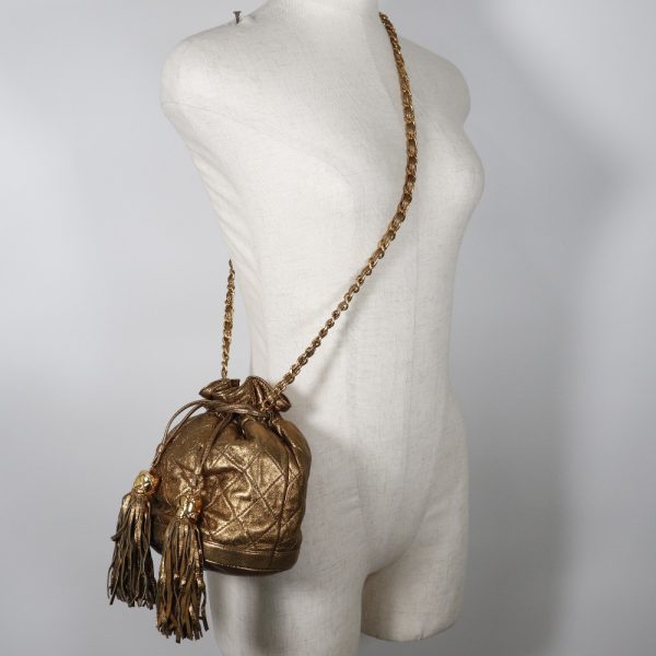 i131824075 8 CHANEL Kinchaku Fringe Shoulder Bag Calf Crossbody Drawstring