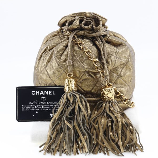 i131824075 9 CHANEL Kinchaku Fringe Shoulder Bag Calf Crossbody Drawstring