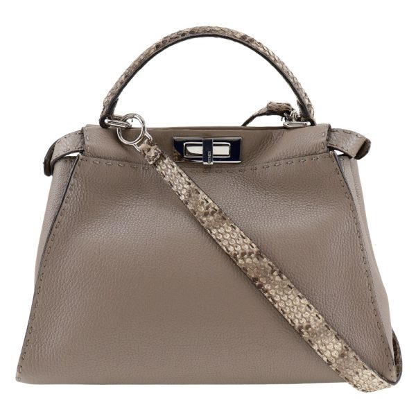 i131824225 1 FENDI Peekaboo Handbag Selleria Calf x Python Shoulder Bag