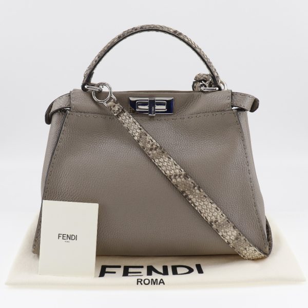 i131824225 10 FENDI Peekaboo Handbag Selleria Calf x Python Shoulder Bag