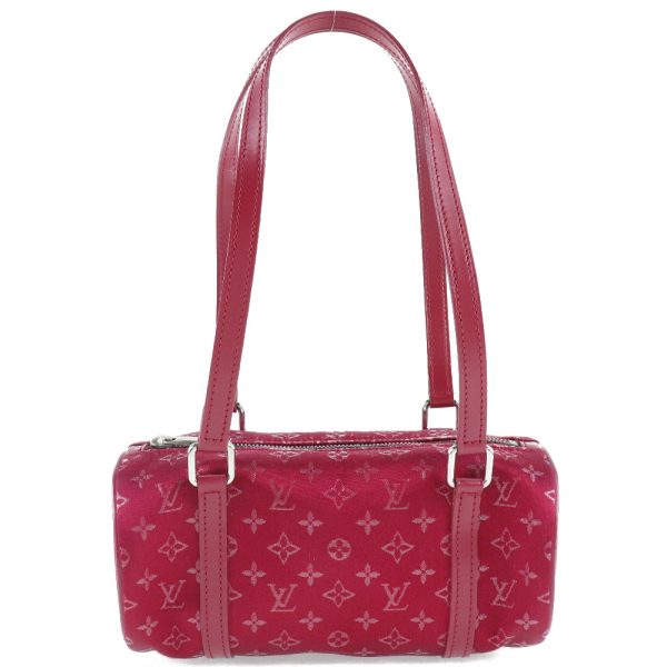 i151523008 1 LOUIS VUITTON Little Papillon Handbag M92353 Monogram Satin Red