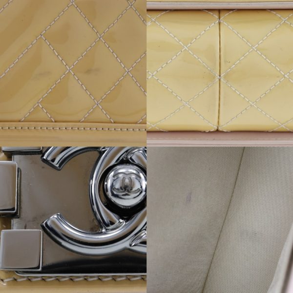 i151624011 7 CHANEL Chain Boy Patent Leather Cream Yellow Shoulder Bag