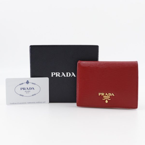 i151624014 10 Prada Bifold Wallet Calf LACCA Red