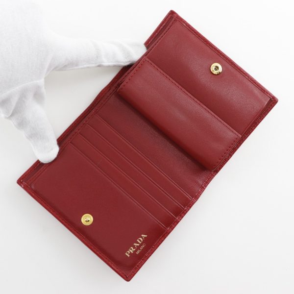 i151624014 5 Prada Bifold Wallet Calf LACCA Red