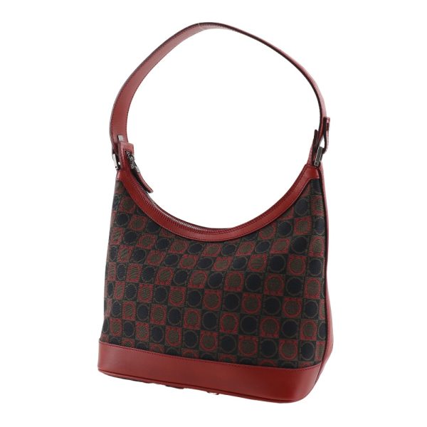 i151624044 2 Salvatore Ferragamo Gancini Shoulder Bag Canvas Red Shoulder Bag