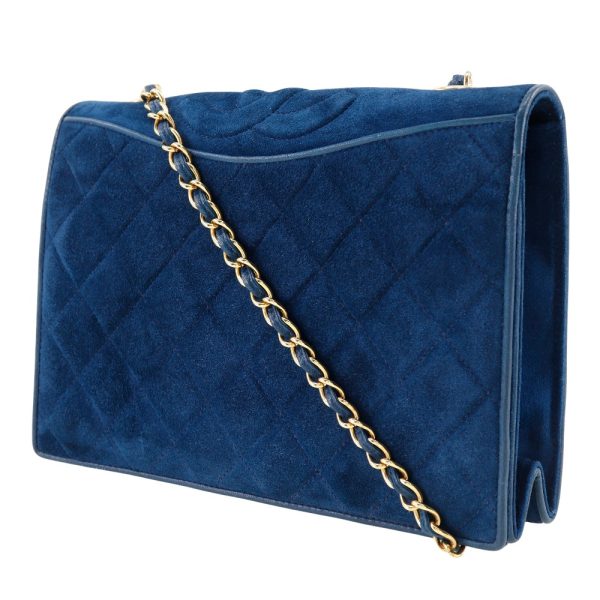 i151624121 2 CHANEL Chain Shoulder Bag Suede Deep Blue Shoulder Bag