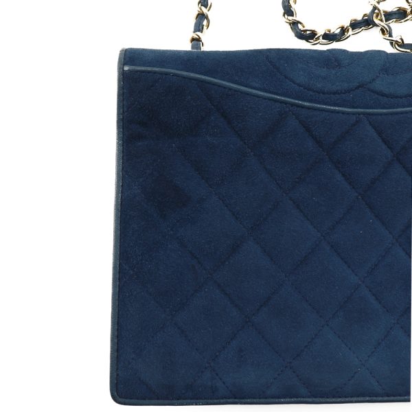 i151624121 21 CHANEL Chain Shoulder Bag Suede Deep Blue Shoulder Bag