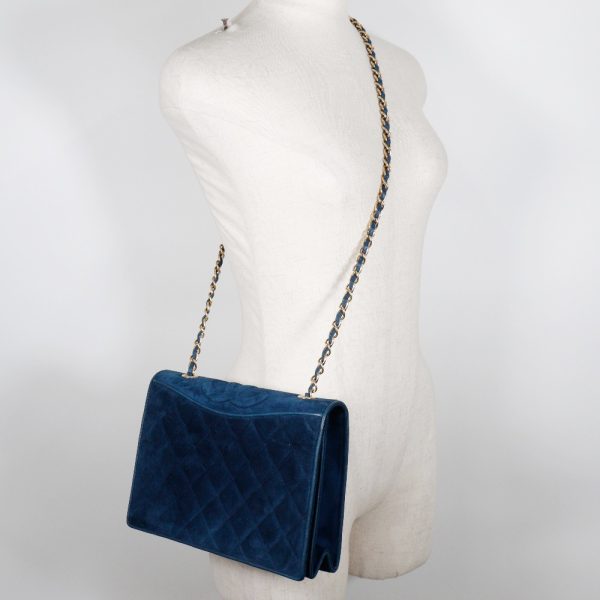 i151624121 8 CHANEL Chain Shoulder Bag Suede Deep Blue Shoulder Bag