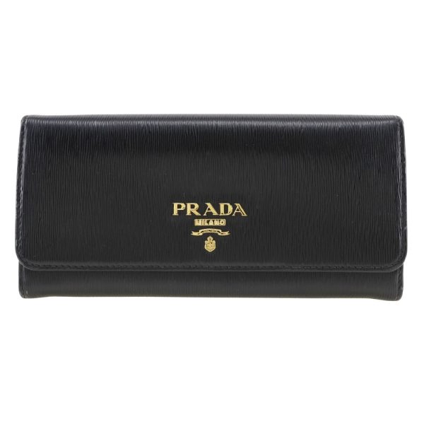 i151624184 1 PRADA Long Wallet Saffiano NERO Made in Italy Black Snap Button Wallet