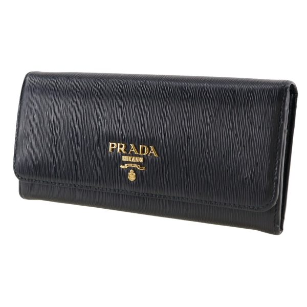 i151624184 2 PRADA Long Wallet Saffiano NERO Made in Italy Black Snap Button Wallet