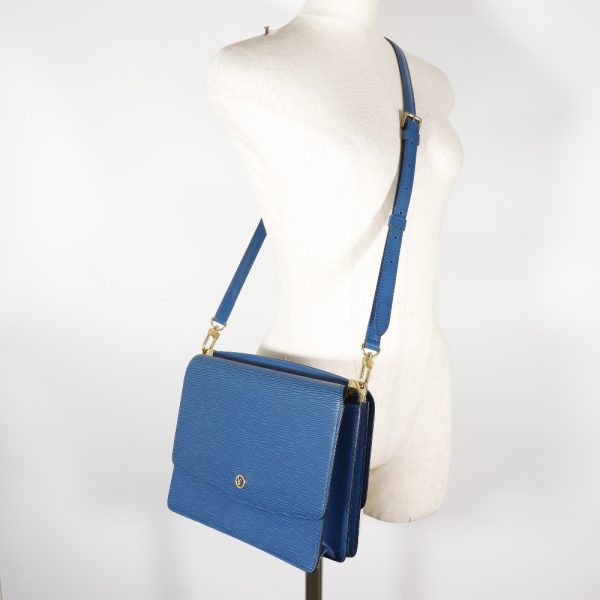 i171823023 15 LOUIS VUITTON Grenel Shoulder Bag W Hook Epi Leather Blue MI1913 Crossbody Snap Button