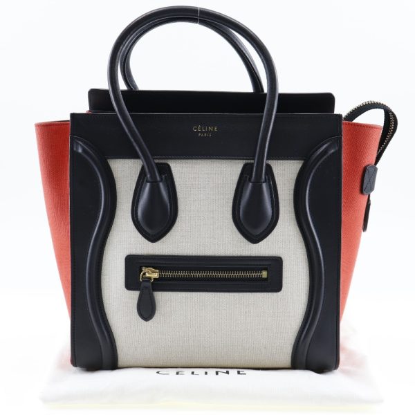 i191923020 14 CELINE Luggage Handbag Micro Shopper Tricolor Calf Canvas Black