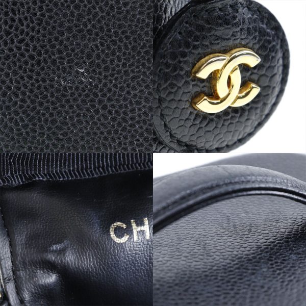 i191923078 8 CHANEL Vanity Coco Mark Caviar Skin Black Handbag Zipper Vanity