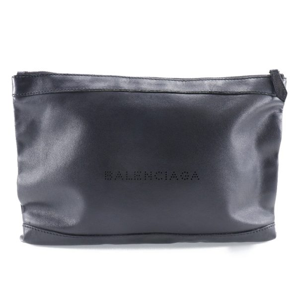 i191923119 1 BALENCIAGA Navy clip M clutch bag Lambskin Black