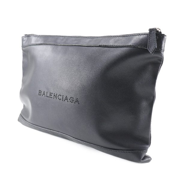 i191923119 2 BALENCIAGA Navy clip M clutch bag Lambskin Black