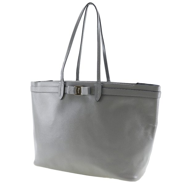 i191923142 2 Salvatore Ferragamo Vara ribbon tote bag calf gray shoulder bag